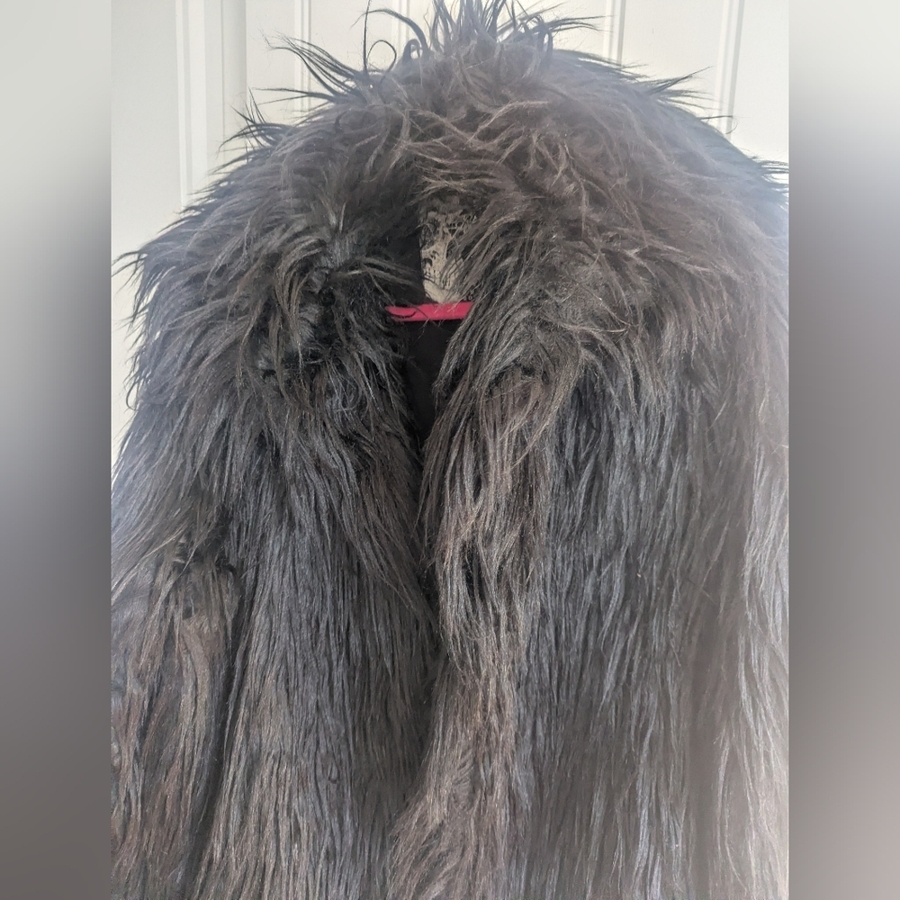 XL-XXL Punk Gothic Black Faux Fur Jacket - Picture 2 of 7
